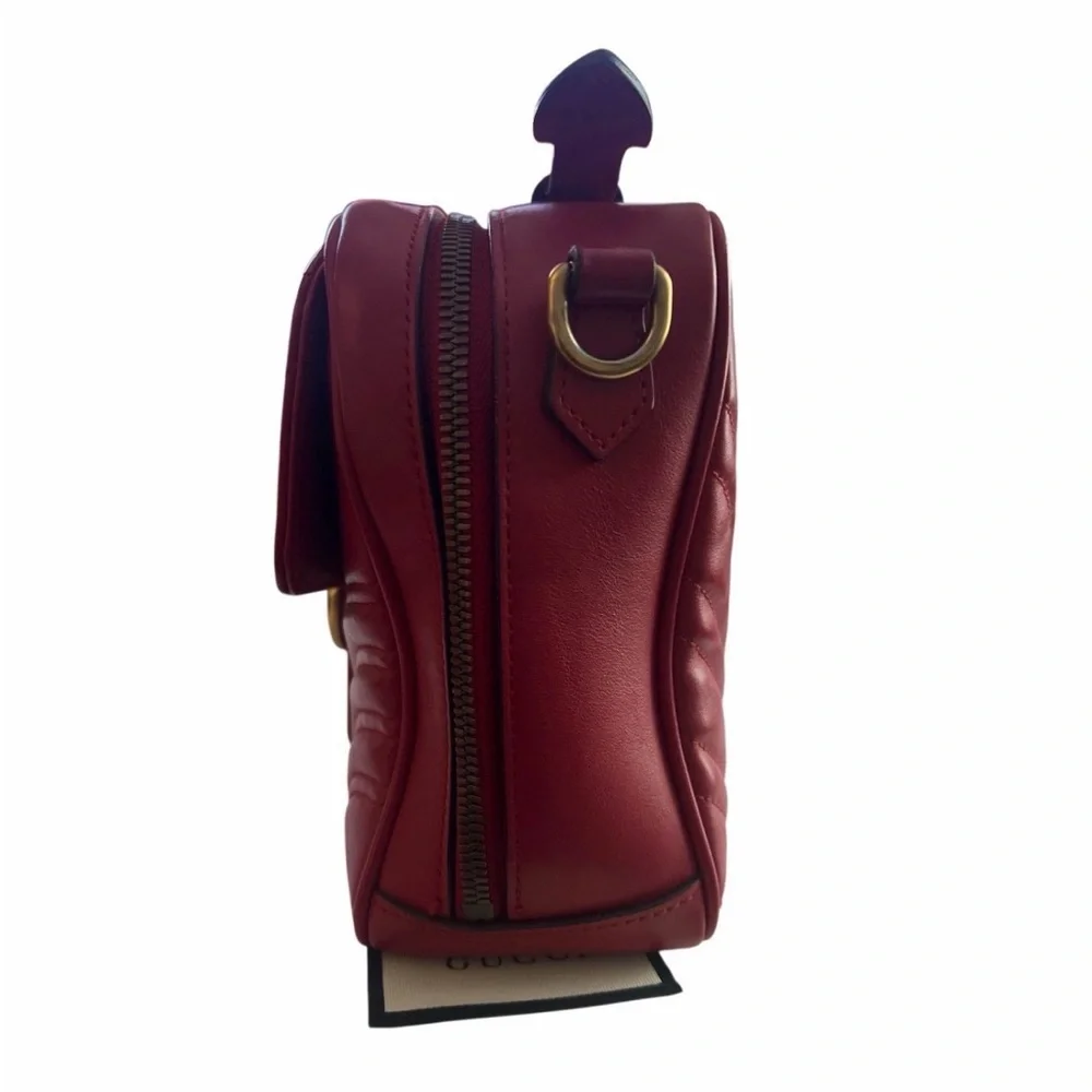 Gucci Red Quilted GG Shoulder Bag with Gold Hardware - Picture 9 of 15